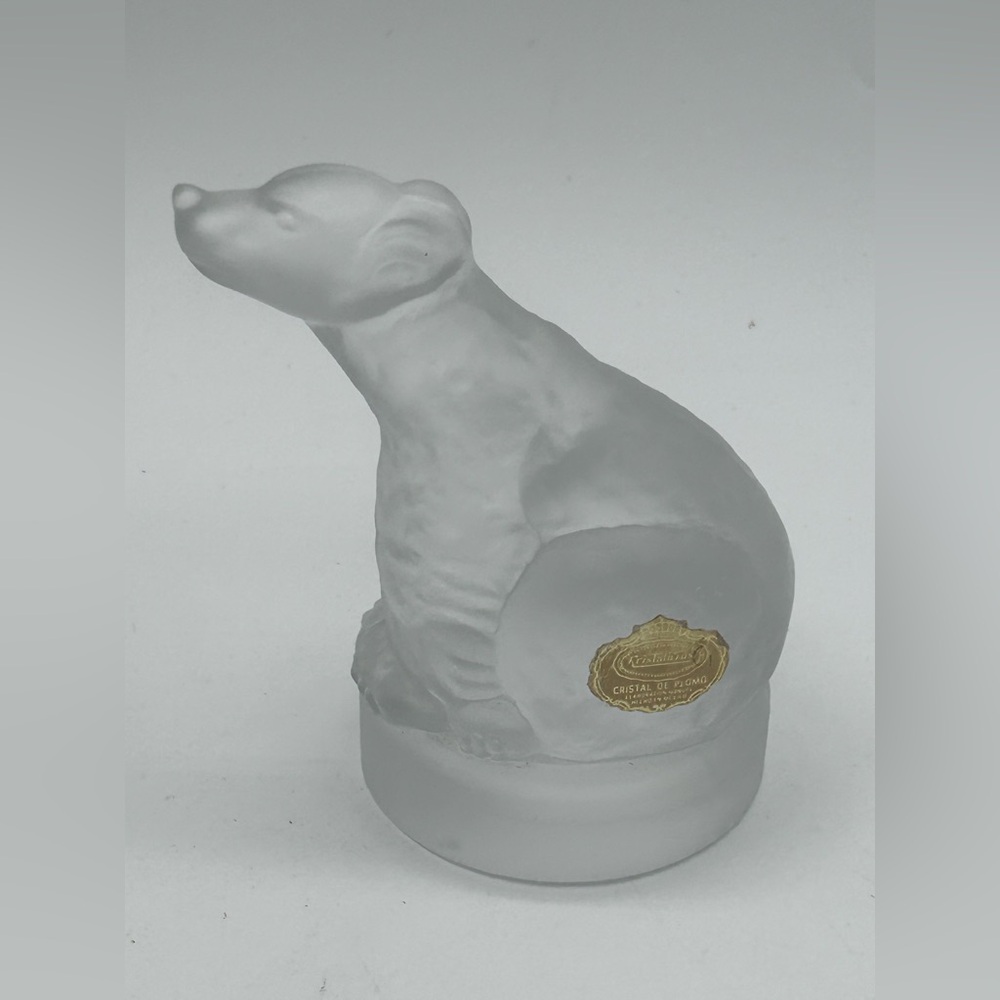 Vintage Kristaluxus Crystal Frosted Glass Polar Bear Figurine Mexico 3.75"